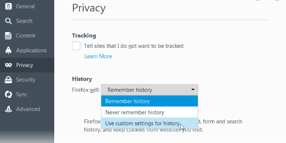 Firefoxでオプションを追跡せずCookieをブロックする