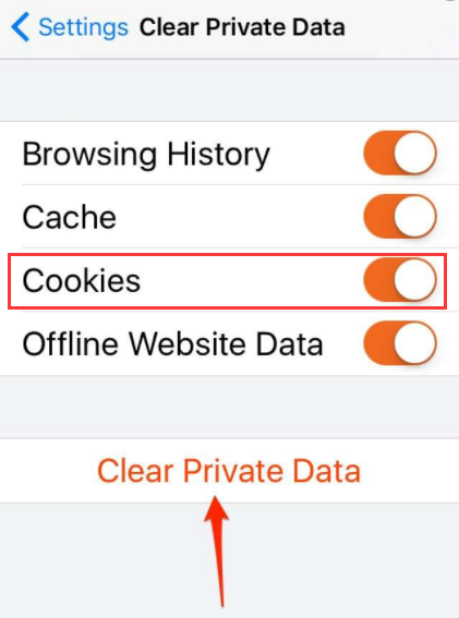 iPhoneのFirefoxでCookieをクリアする