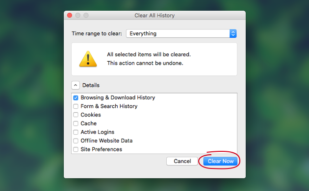 Mac Firefoxでクッキーを消去する方法
