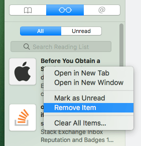 Macで読書リストを削除する方法