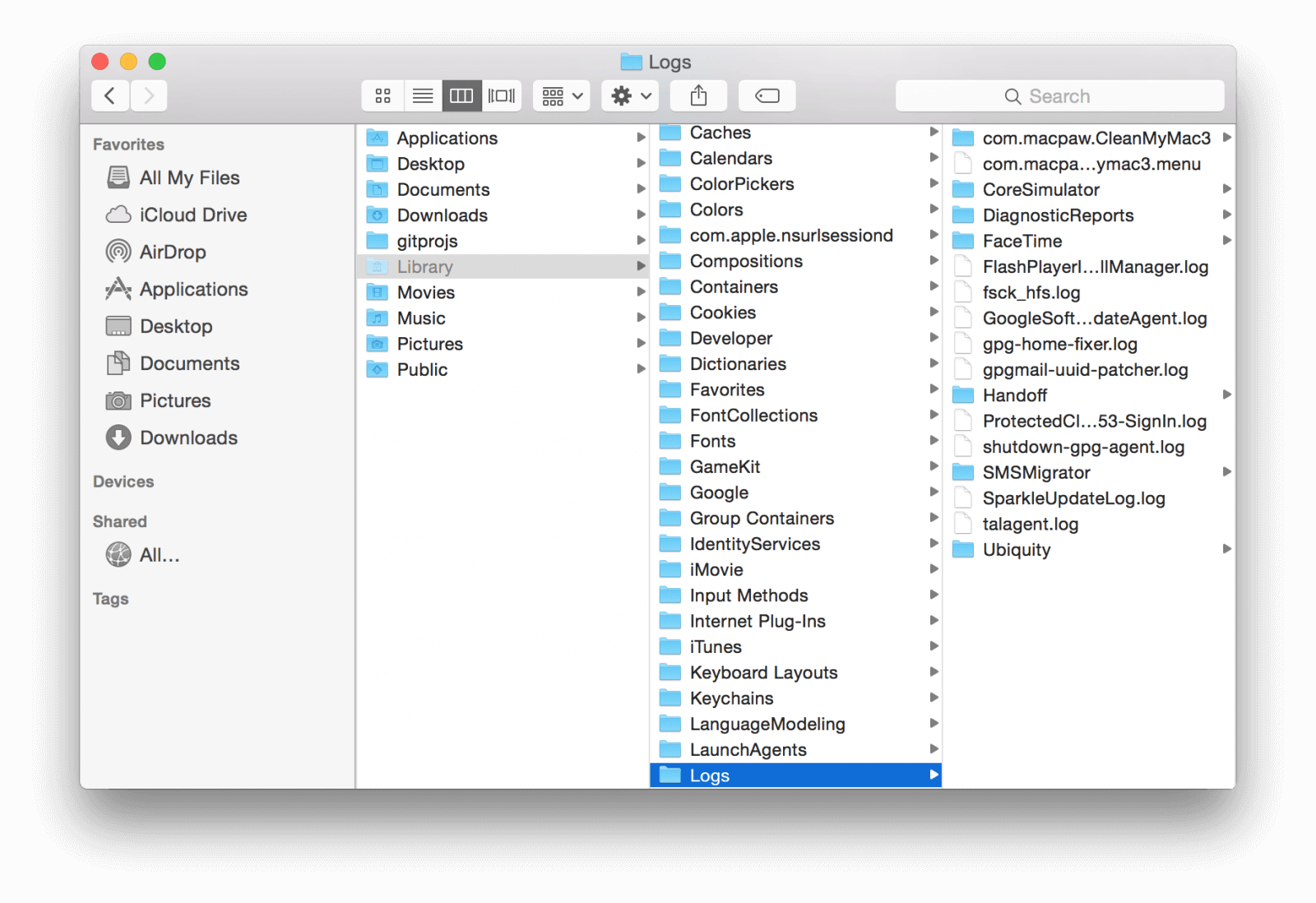 Macのログファイル