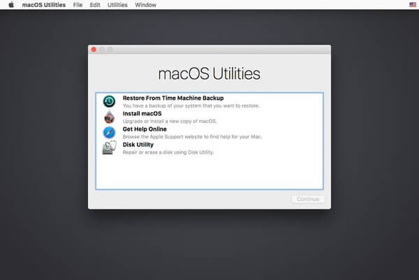 Macos Utilitiesウィンドウ