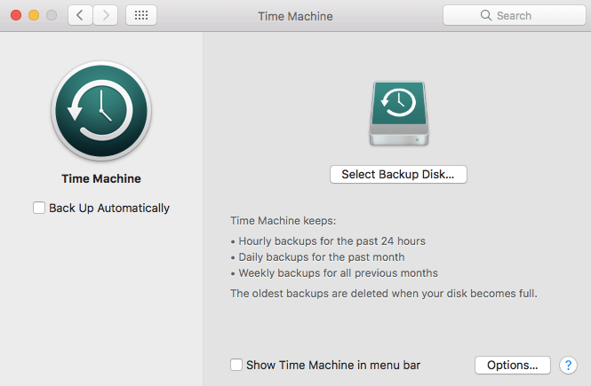 Time Machineによるバックアップ