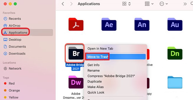 MacでAdobeBridgeを手動でアンインストールする