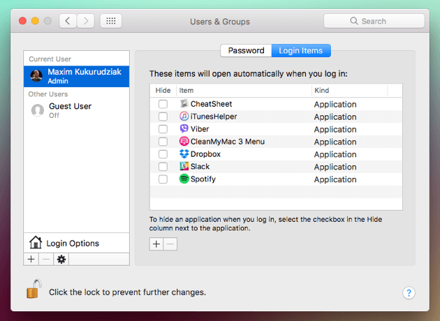 Macでスタートアッププログラムを手動で変更する