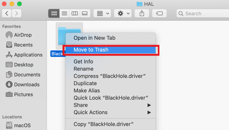 BlackHoleを手動でアンインストールする