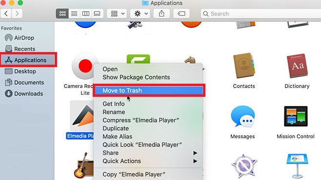 MacでElmediaPlayerを手動でアンインストールする