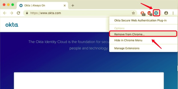 MacのChromeからOktaプラグインを削除します