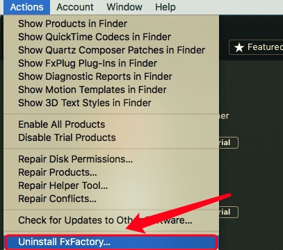 アンインストーラーを介してMacでFxFactoryをアンインストールします
