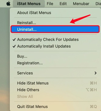 Apple MenusBarからMacのiStatMenusをアンインストールします