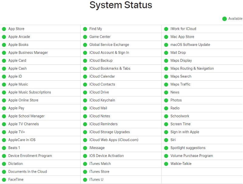 iCloudのステータスを確認する