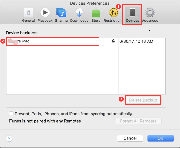 iTunesからMac上のバックアップを削除する方法