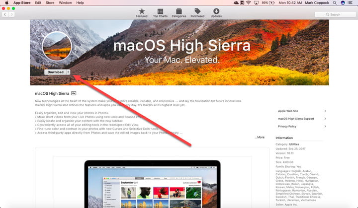 macOS High Sierraをダウンロードする