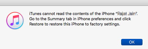 iTunesがiPhoneのコンテンツを読み取れない