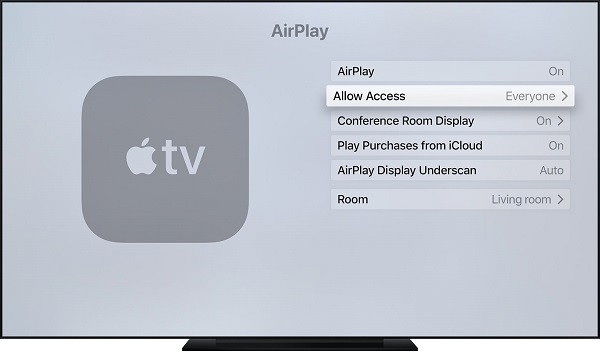 Apple TVでAirPlayを入にする