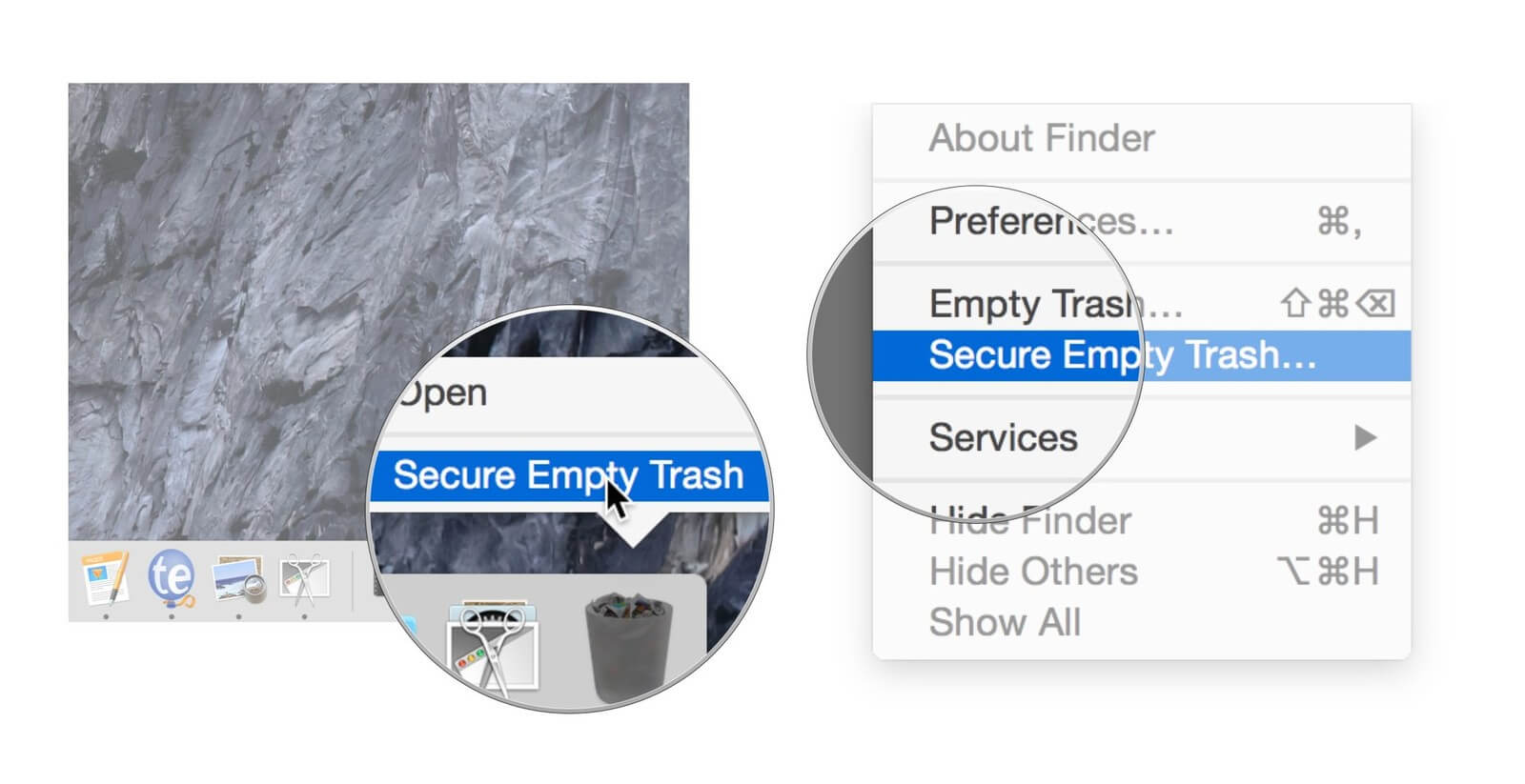 Macでゴミ箱を完全に削除する