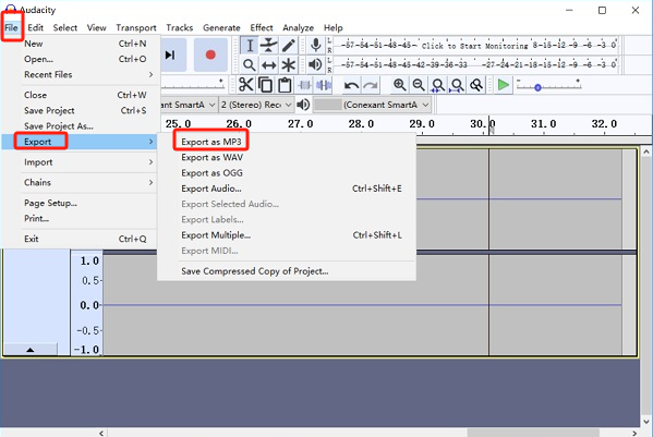 Audacity で YouTube から MP3 に録音する