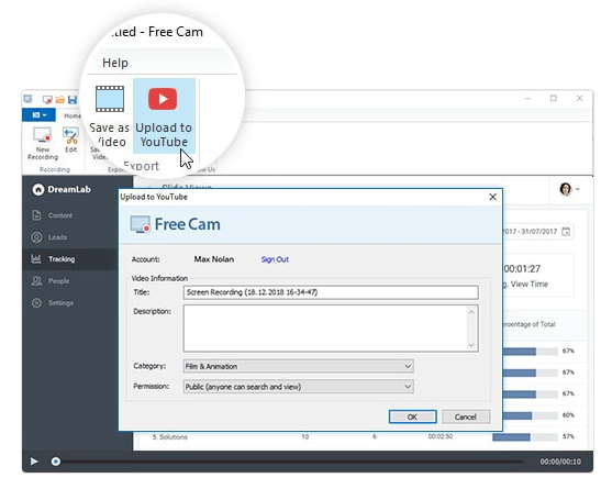Youtube への無料カメラアップロード