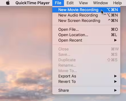 Mac QuickTime の Web カメラでビデオを録画する