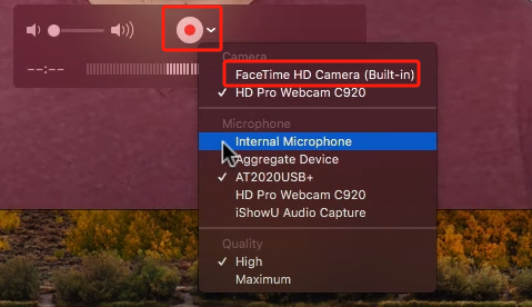 QuickTime を使用した Facecam による画面録画