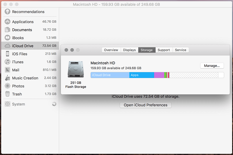 MacでiCloudドライブがスペースを占有する
