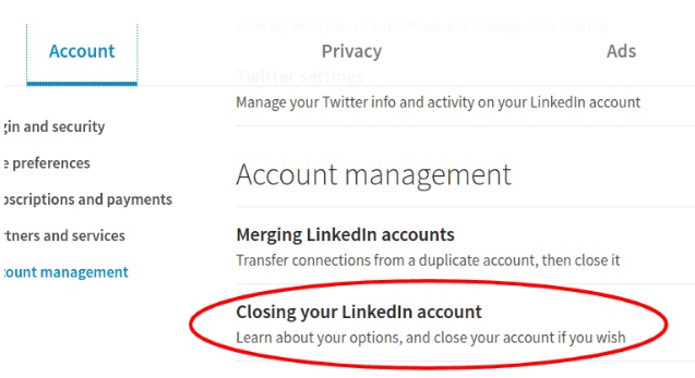 Linkedin アカウントを閉鎖する方法