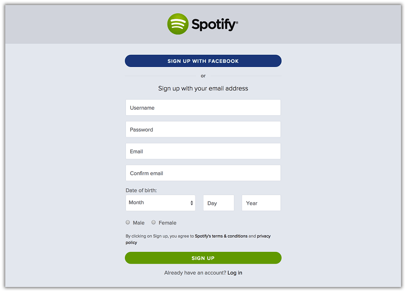 Spotifyアカウントを作成する