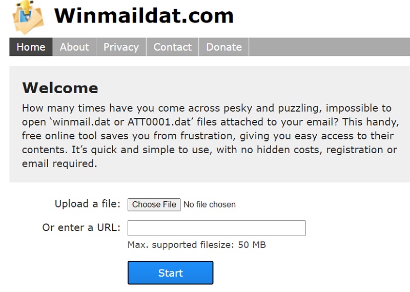 Mac で Winmail.dat ファイルをオンラインで開く