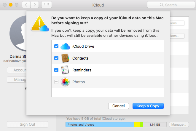 MacからiCloudアカウントを削除する