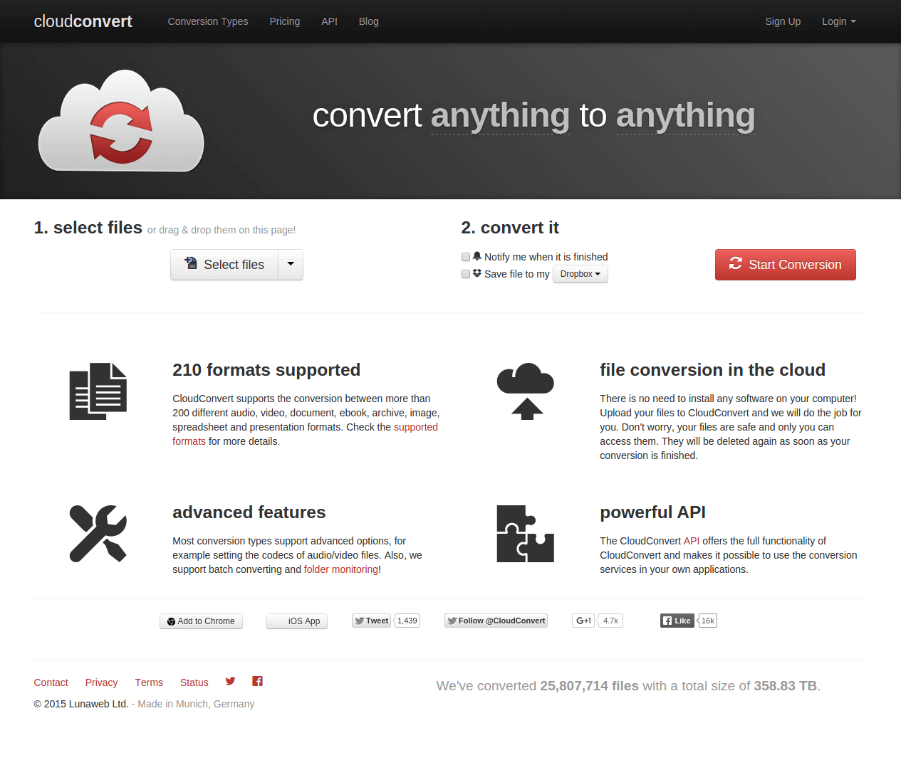 CloudConvert を使用して WMV を AVI に変換する