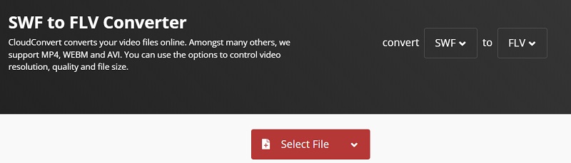 CloudConvert で SWF を FLV に変換
