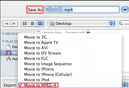 iMovieを使用してビデオファイルを変換する
