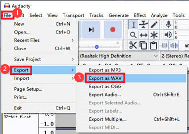Audacityを使用してMP4をWAVに変換する