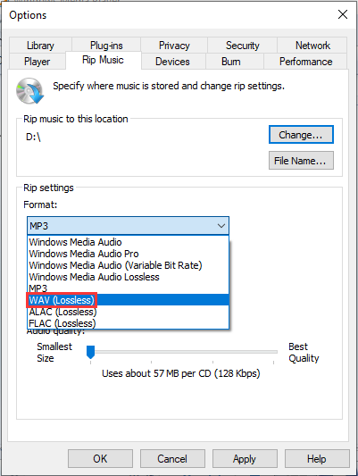 Windows MediaPlayerを使用してWMAをWAVに変換する