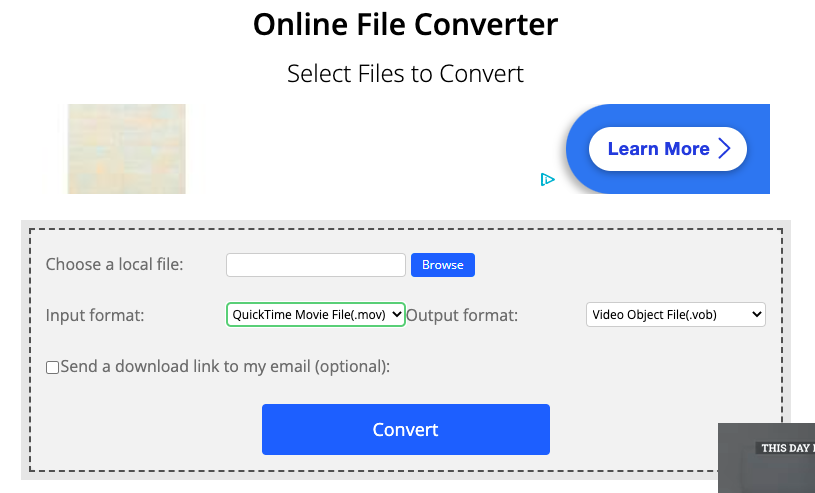 ConvertFiles で MOV を VOB に変換