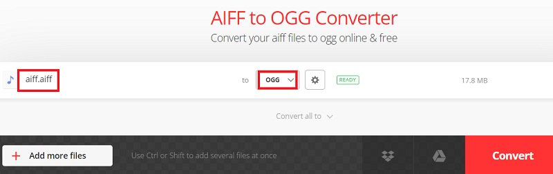 Convertio を使用して AIFF を OGG に変換する