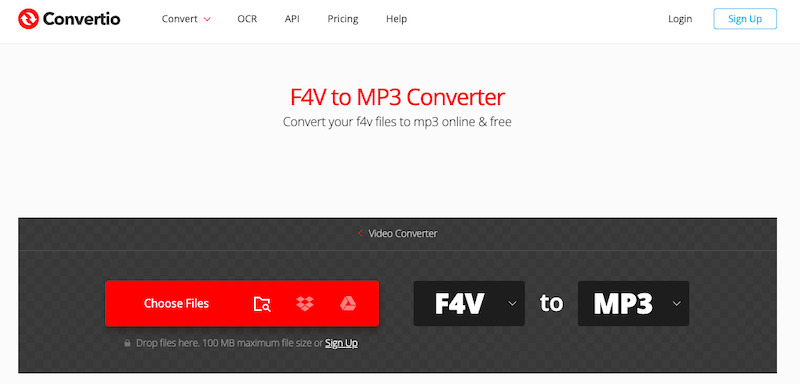 Convertio: オンライン F4V から MP3 コンバーター