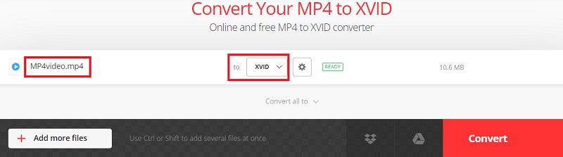Convertio を使用して MP4 を Xvid に変換する