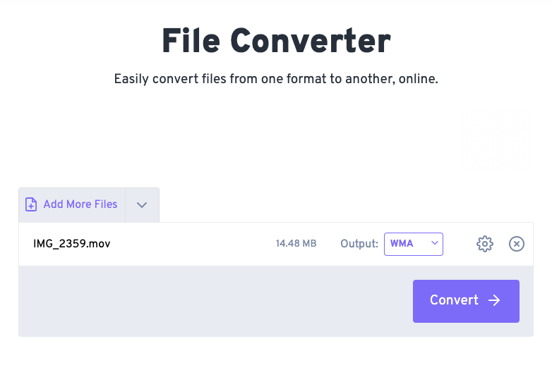 FreeConvert.com を使用して MOV ファイルを WMA 形式に変換する
