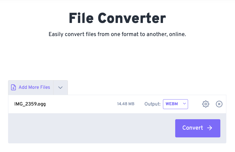 オンライン OGG から WebM コンバーター Freeconvert.com
