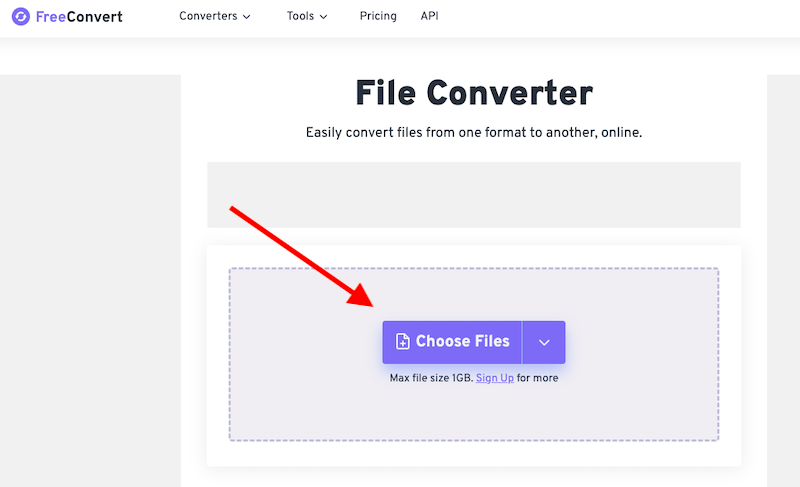 FreeConvert Web サイトにアクセスして VOB ファイルを FLAC に変換します