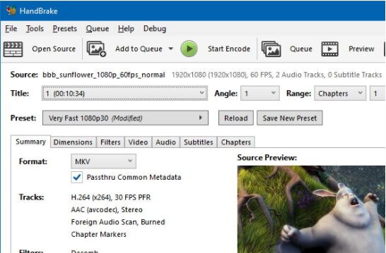 ハンドブレーキを使用して MOV を MKV に変換する