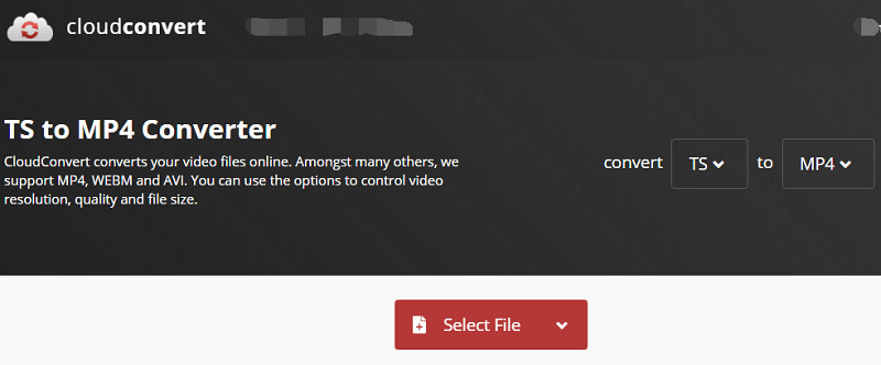 CloudConvertでTSをMP4に変換