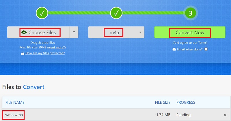 オンラインでWMAをM4Aに無料で変換